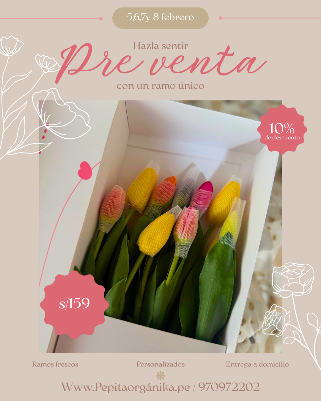 Caja de 10 tulipanes
